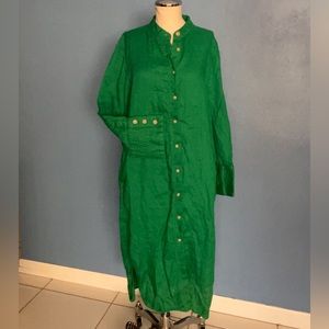 Linen dress with mandarin collar